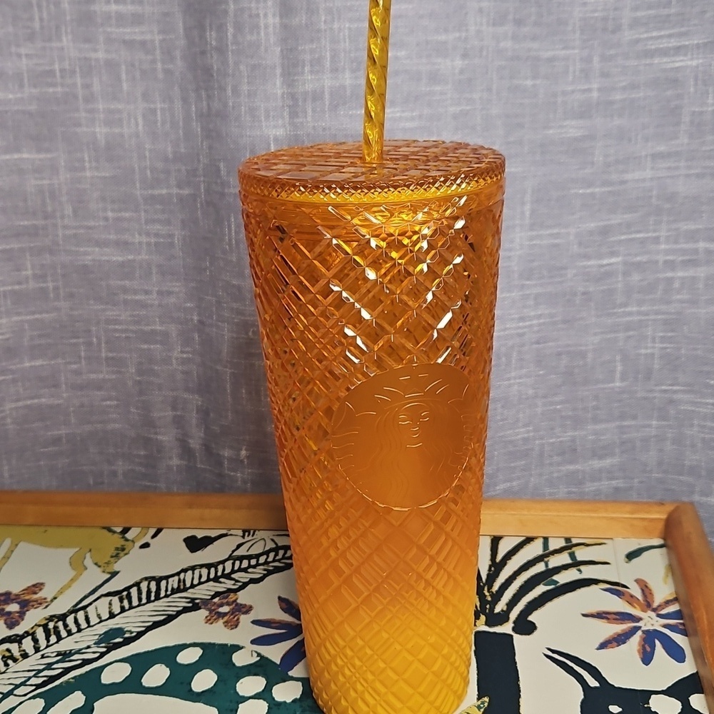 Starbucks Textured Amber Tumbler with Straw